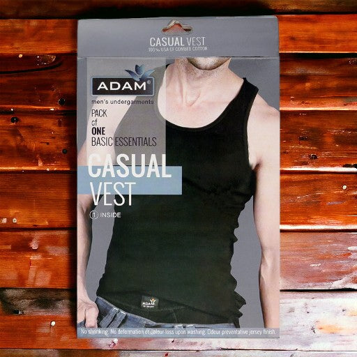 Adam Men's Casual Vest, 1 Pack, Black