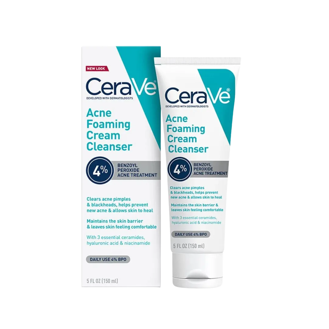 CeraVe Developed with dermatologists Acne Foaming Cream Cleanser 4% Benzoyl Peroxide Acne Treatment