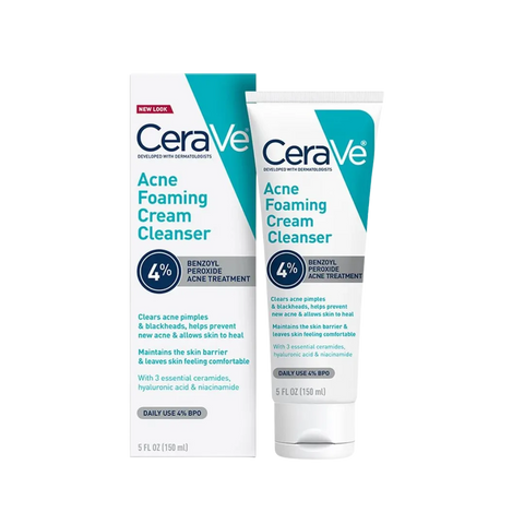 CeraVe Developed with dermatologists Acne Foaming Cream Cleanser 4% Benzoyl Peroxide Acne Treatment
