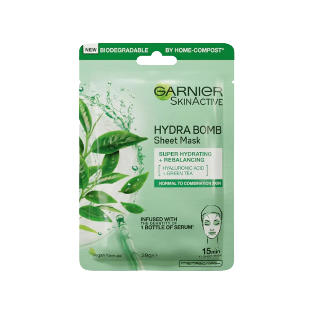 GARNIER SkinActive Hydra Bomb Hyaluronic Acid Green Tea Sheet Mask