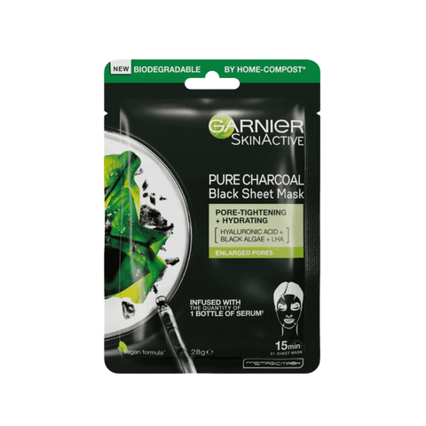 GARNIER SkinActive Pure Charcoal Hyaluronic Acid Black Algae Pore Tightening Sheet Mask