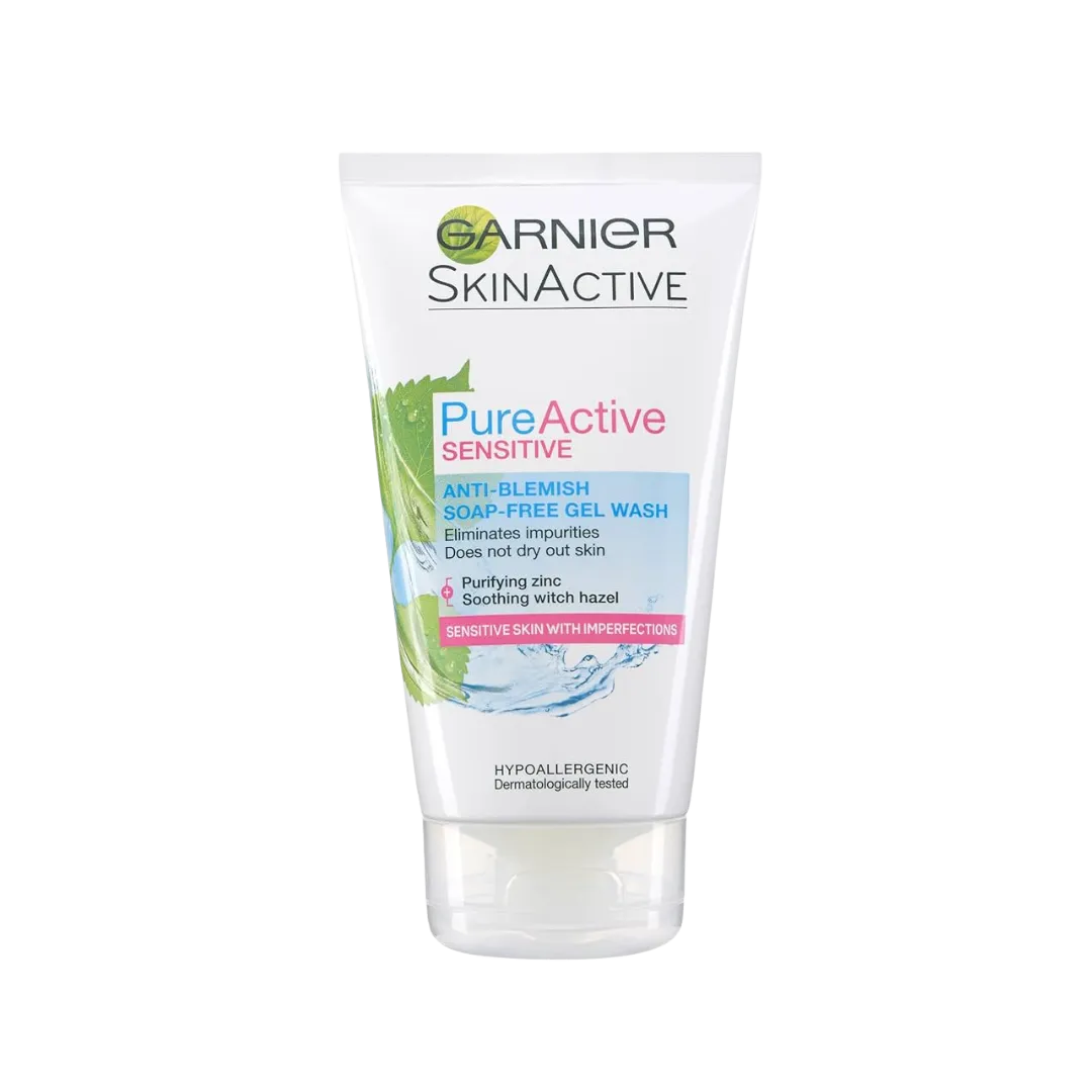 GARNIER Skin Active Sensitive Anti-Blemish Gentle Gel Wash Eliminates Impurities Does Not Dry Out Skin