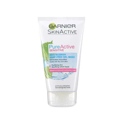 GARNIER Skin Active Sensitive Anti-Blemish Gentle Gel Wash Eliminates Impurities Does Not Dry Out Skin