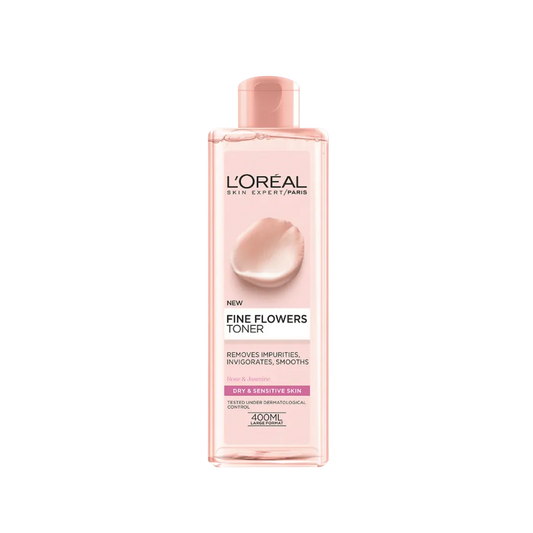 LOREAL PARIS Fine Flower Toner Remove Impurities, Invigorates, Smoother For Dry & Sensitive Skin