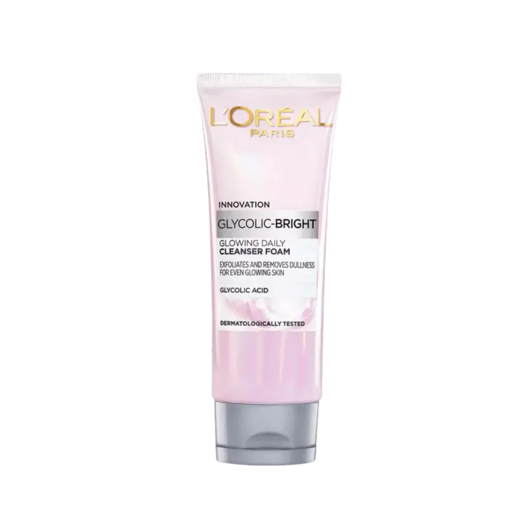 L'OREAL PARIS Innovation Glycolic-Bright Glowing Daily Cleanser Foam Glycolic Acid Dematologically Tested
