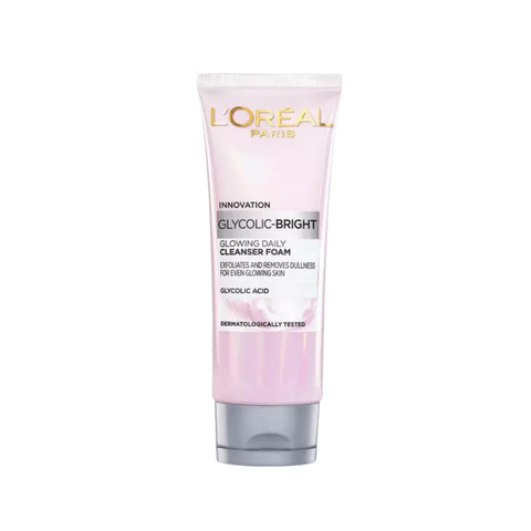 L'OREAL PARIS Innovation Glycolic-Bright Glowing Daily Cleanser Foam Glycolic Acid Dematologically Tested