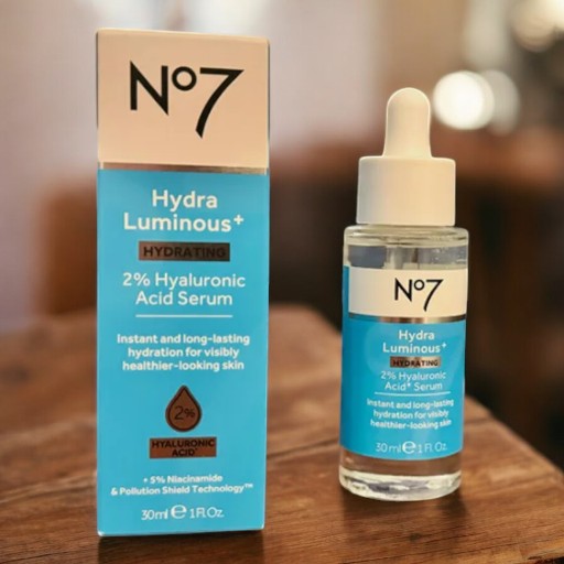 No7 Hydra Luminous+ Hydrating 2% Hyaluronic Acid Serum Healthier Looking Skin