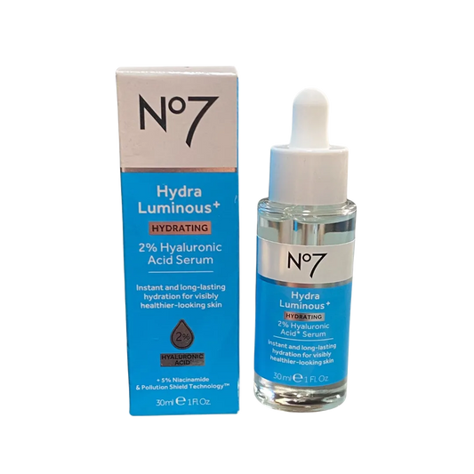 No7 Hydra Luminous+ Hydrating 2% Hyaluronic Acid Serum Healthier Looking Skin