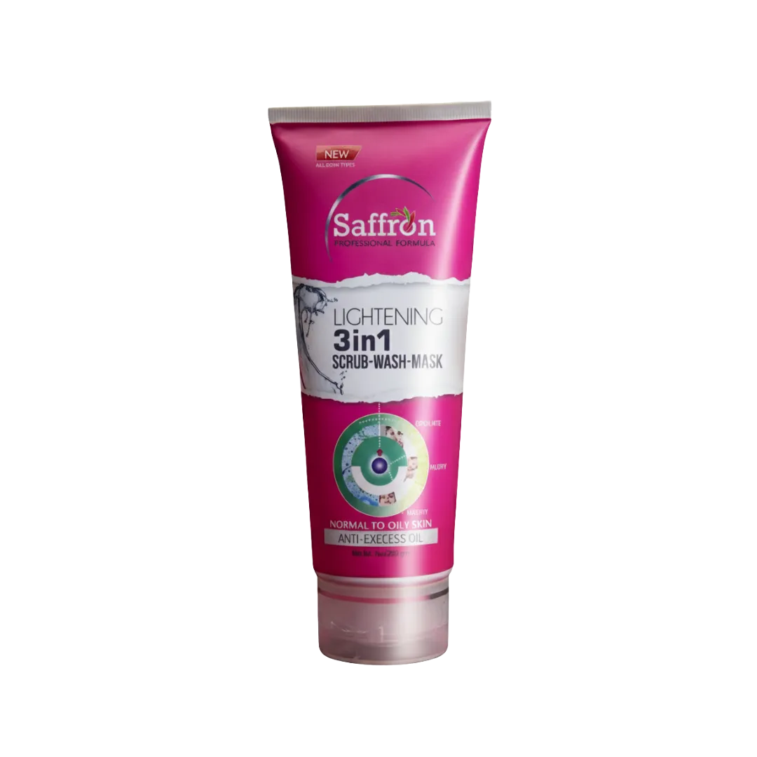 Saffron Lightening 3 In 1 Scrub-Wash-Mask Normal To Oily Skin Anti-Excess Oil All Skin Type