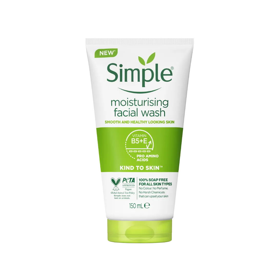 Simple Moisturizing Facial Wash Smooth and Healthy Looking Skin Vitamin B5 + E Pro Emino Acid
