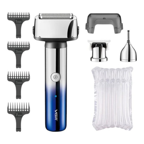 VGR 3 IN 1 Beard Shaver LED Display Eyebrows Trimmer